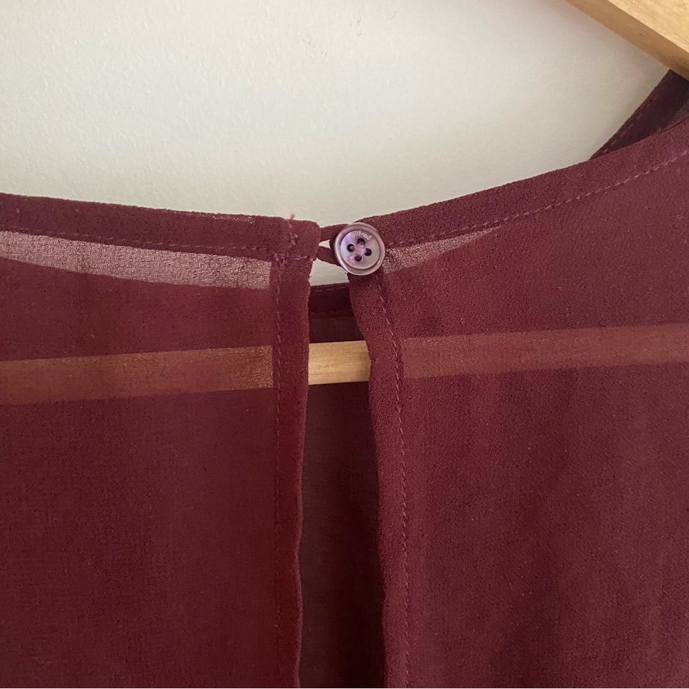Wilfred Sheer Long Sleeve Bodysuit in Deep Maroon - Picture 4 of 8